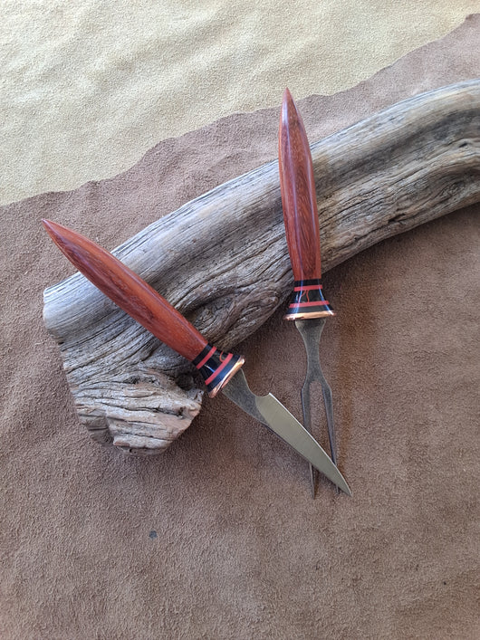25-5 - Padauk Black Paper Micarta, Red G10, Magma Kirinite Eating Set