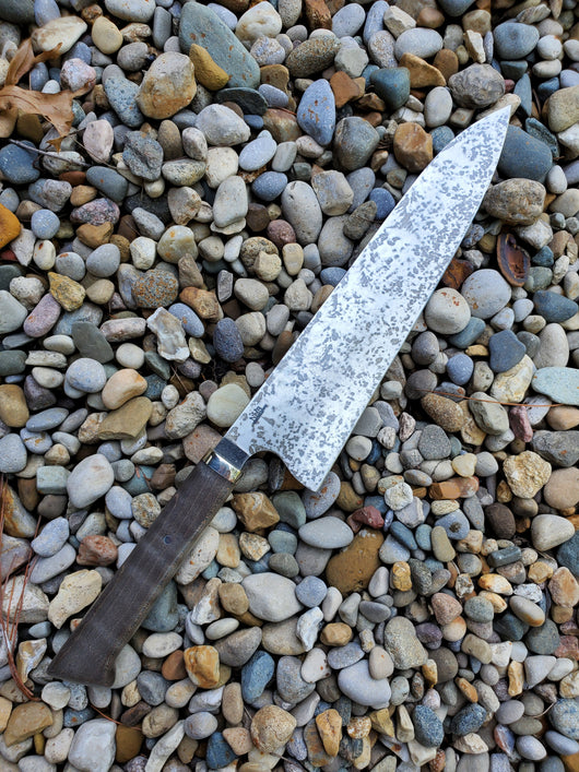 NHB001 - Dyed & Stabilized Curly Maple Kitchen Knife