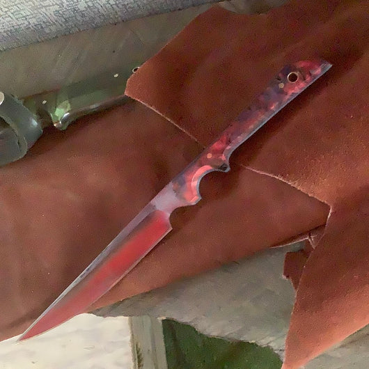 124-21 Stabilized Red & Grey Dyed Maple Burl Narrow Carver