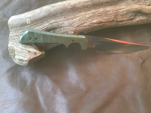 14-22 Stabilized Green Dyed Quilted Maple Drop Point Utility