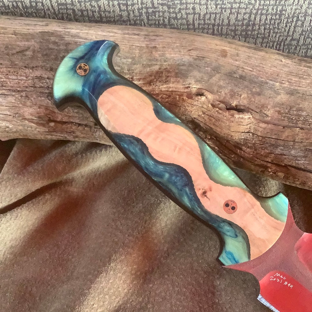 94-21 Stabilized Quilted Maple Center Squiggle w/ Blue and