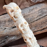 24-150 - Skull Stack with Horns Carved Deer Antler Bodice Dagger