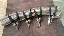 25-71_ 25-74 -Raven w/Celtic Knots Carved Water Buffalo Eating Set