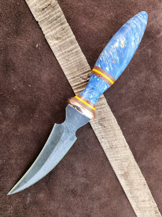 26-46 - Stabilized Blue Maple Burl Curved Dagger