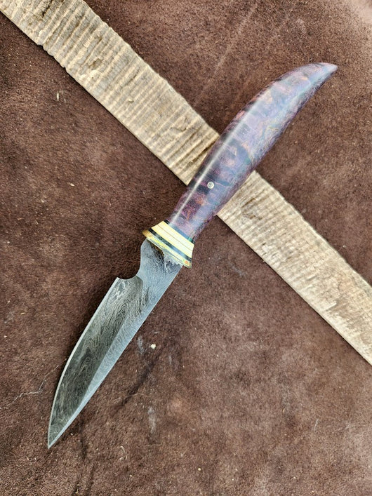26-47 - Stabilized Purple Karelian Burl Drop Point Utility