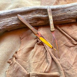 24-50 Rams Horn Natural Canvas Micarta Eating Set