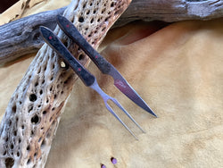 24-106 Stabilized Black Dyed Karelian Burl Eating Set