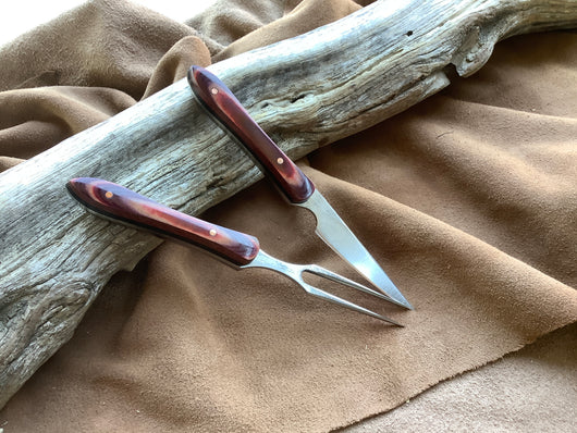 26-03 Maroon and Natural Micarta Eating Set