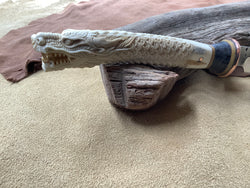 25-48 - Loong Dragon Carved  Deer Antler Short Carver