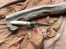 24-72 - Wolf Carved Deer Antler Narrow Fillet