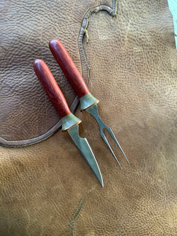 24-179 - Padauk w/ Tan and White Paper Micarta Eating Set