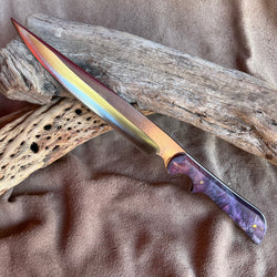 23-167 Stabilized Purple Dyed Quilted Maple Medium Carver