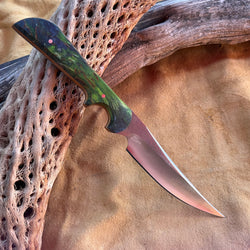 24-121 Stabilized Blue and Green Karelian Burl Short Fillet