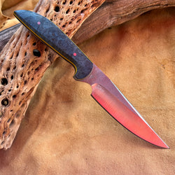 24-124 Stabilized Blue Dyed Maple Burl Drop Point Utility