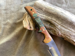 25-25 - Natural Canvas Micarta & Green Maple Burl Puzzle Piece Short Fillet