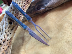 24-104 Stabilized Blue Dyed Karelian Burl Eating Set