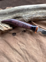 24-44 Stabilized Purple Dyed Maple Burl Narrow Short Clip Point