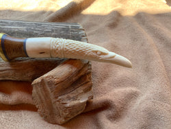 23-178 Raven Carved Deer Antler Small Bodice Dagger