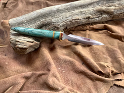 24-128 Stabilized Teal Dyed Spalted Maple Bodice Dagger