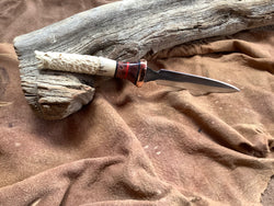 24-129 Bear Carved Deer Antler Bodice Dagger