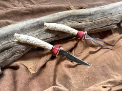 24-127 Bear Carved Deer Antler Eating Set