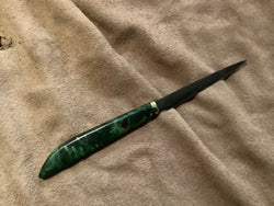 24-173 - Stabilized Green Dyed Maple Burl Fruit Knife