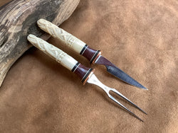 25-133 - Celtic Knots Carved Deer Antler Eating Set