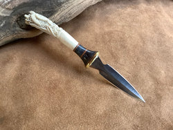 25-139 - Turtle on Kelp Carved Deer Antler Bodice Dagger