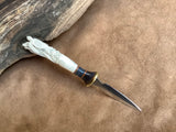 25-139 - Turtle on Kelp Carved Deer Antler Bodice Dagger