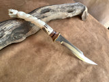 25-144 - Snake on Tree Carved Deer Antler Short Bowie