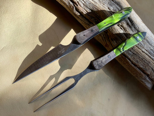 26-69 - Stabilized Black Dyed Mango, Toxic Green Kirinite Eating Set