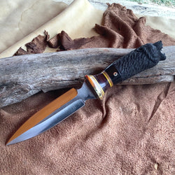 23-66 Bear Carved Water Buffalo Kingswood, Natural Linen Micarta, Yellow G10