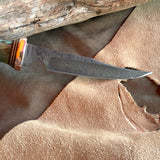23-23 Stabilized Teal Dyed Maple burl Brown Paper Micarta with 2 white lines