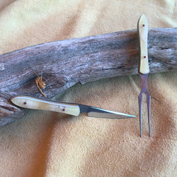 23-44 Rams Horn White G10, Natural Canvas Micarta