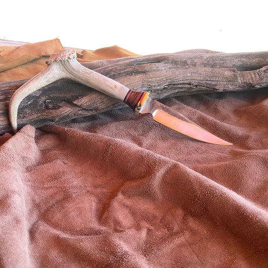 23-42 Caribou Antler with Eye Guard Cocobolo, Red G10, Black Micarta