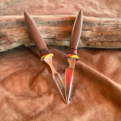 23-30 Stabilized Ohia Stabilized Purple Dyed Spalted Birch, Black Linen Micarta