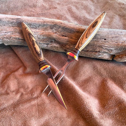 23-29 Bocote Brown Paper Micarta with 2 white lines