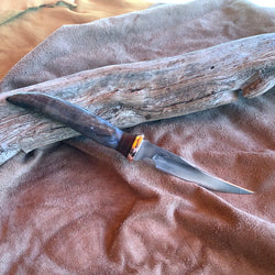 23-41 Stabilized Blue Dyed Buckeye Burl Natural Linen Micarta with 2 Black Lines