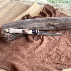 23-67 Wolf carved Deer Antler Narrow persian