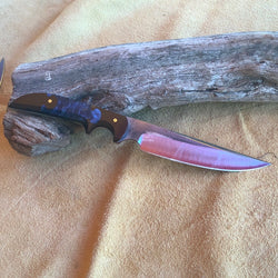 23-57 Brown Paper Micarta and Blue Maple Burl Puzzle Piece, Black Paper Micarta