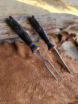 26-12 - Turtle Carved Waterbuffalo Eating Set