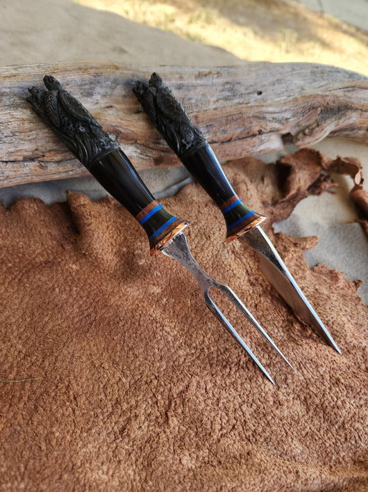 26-12 - Turtle Carved Waterbuffalo Eating Set