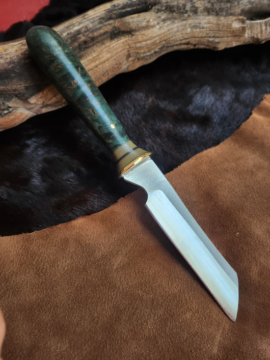 25-112 - Stabilized Teal Dyed Karelian Burl Saex