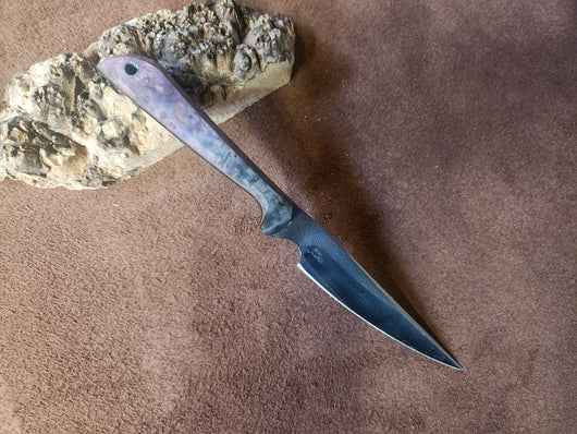 26-62 - Black and Purple Karelian Burl Narrow Drop Point Utility