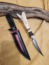 25-187 - Chameleon Carved Deer Antler Narrow Fillet