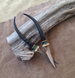 25-1 - Springbok Natural Canvas Micarta, Green Buckeye Burl Eating Set