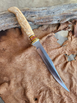 26-22 - Natural Karelian Burl Med Clip Point