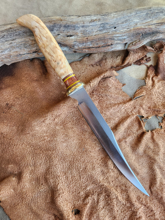 26-22 - Natural Karelian Burl Med Clip Point