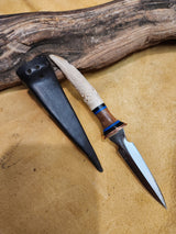 25-178 - Raven with Celtic Knot Deer Antler Short Bodice Dagger