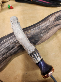 25-192 - Octopus on Chest Carved Deer Antler Long Fillet